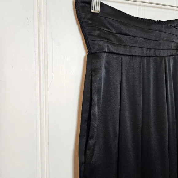 Vintage 100% Silk Pants Womens Size 6 Black High Waist Ruched Buttoned Back - Picture 4 of 12